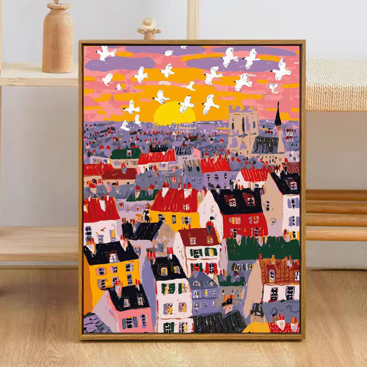 Colorful City Skyline Art Print Stornfield