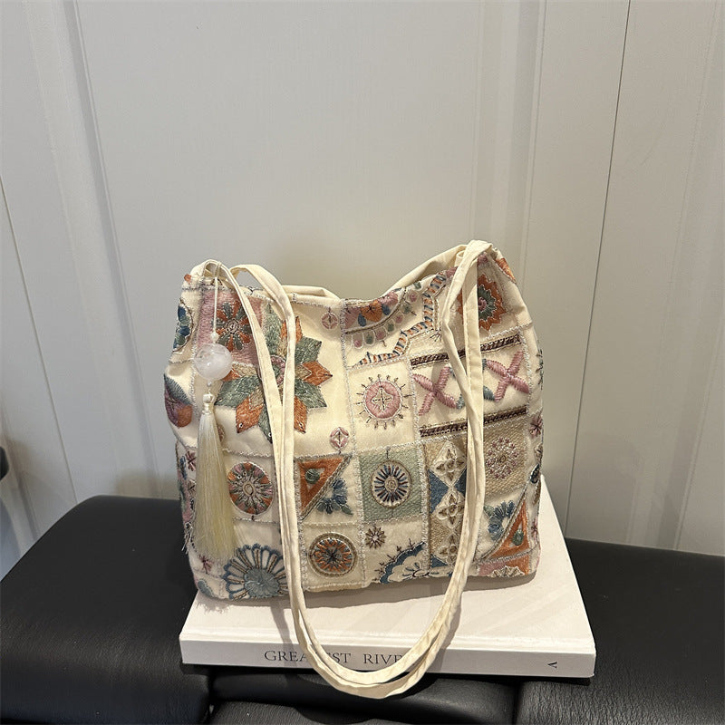 Embroidered Boho Tote Bag