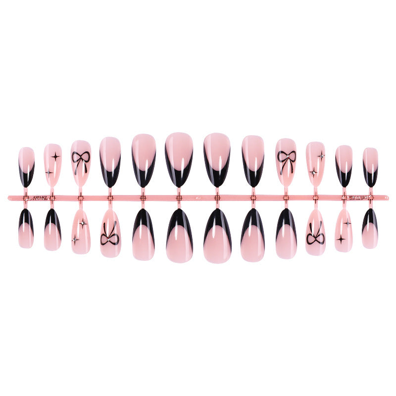 Elegant Press-On Nail Set with Artistic Bow Designs Stornfield