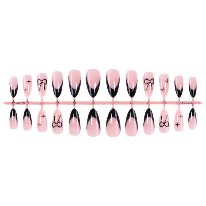 Elegant Press-On Nail Set with Artistic Bow Designs Stornfield