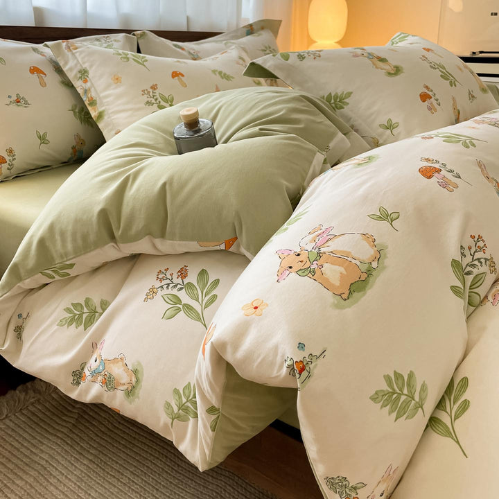Whimsical Floral Print Duvet Cover Set
