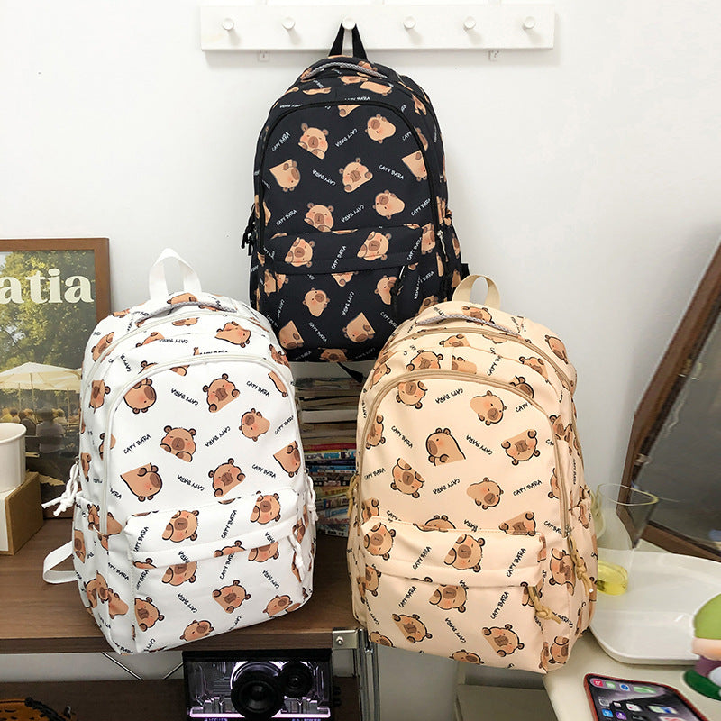 Backpack with Child-Friendly Capybara Design and Practical Compartments Stornfield