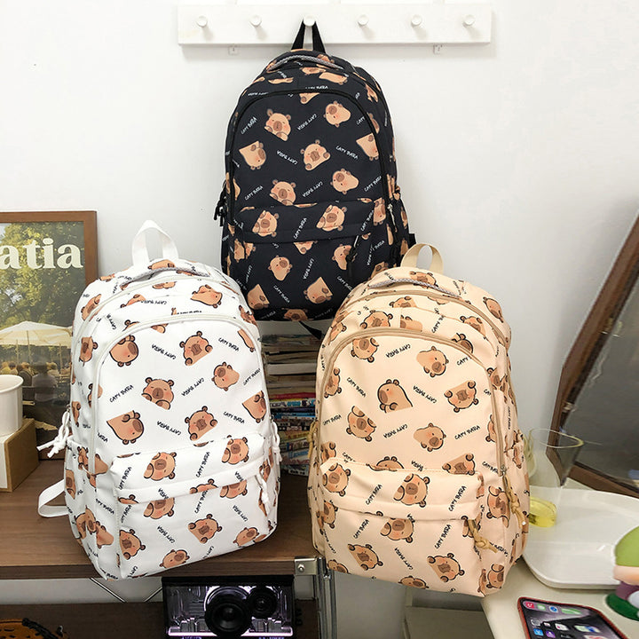 Backpack with Child-Friendly Capybara Design and Practical Compartments Stornfield