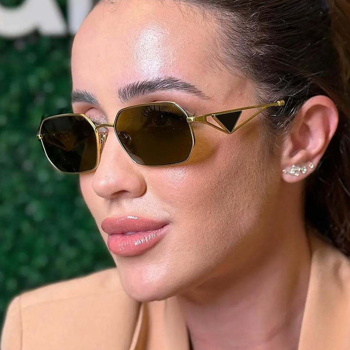 Women geometric luxury sunglasses with slim glossy frame Stornfield