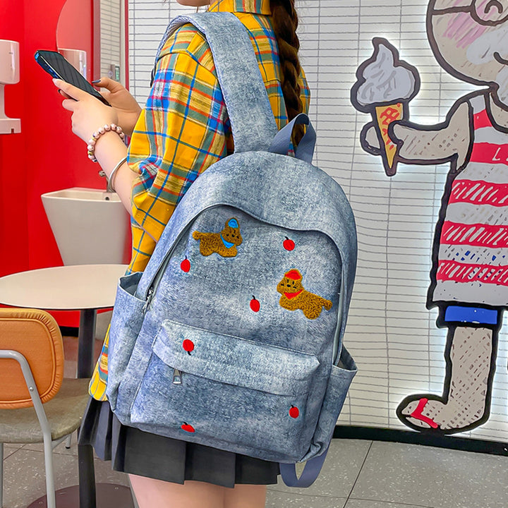 Casual Star-Print Denim Backpack Stornfield