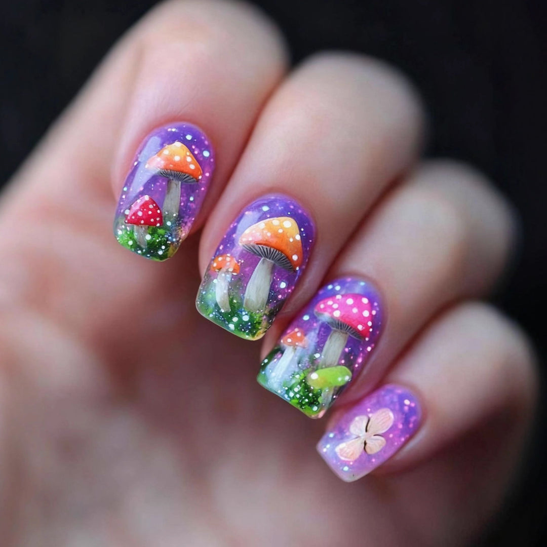 Artificial Nails in Playful Mushroom Design Stornfield