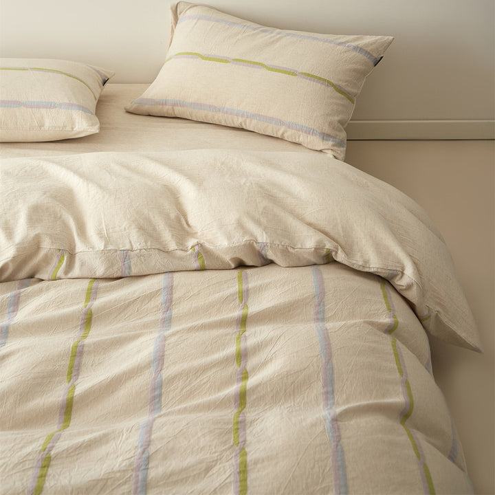 Washed Linen-Cotton Striped Duvet Cover Set