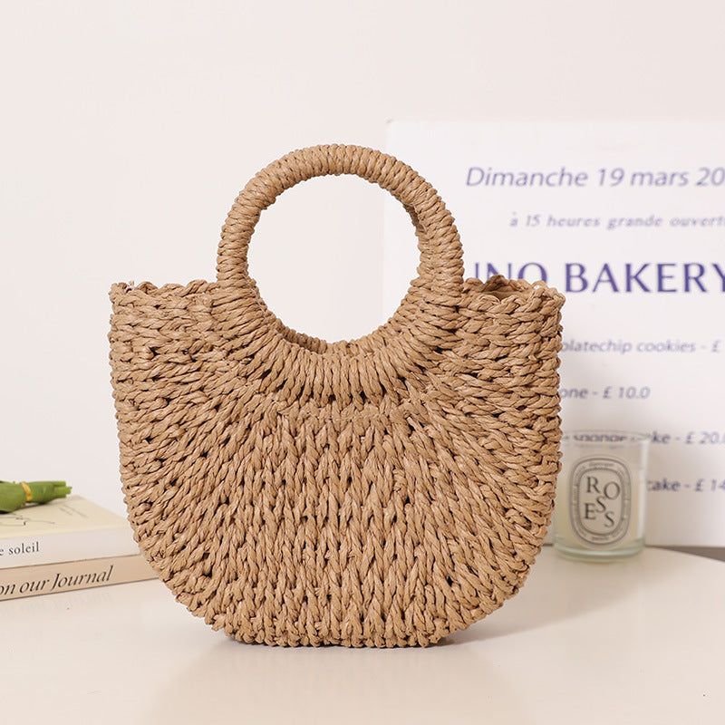 Trendy Bast Bag with Round Handle and Textured Design Stornfield