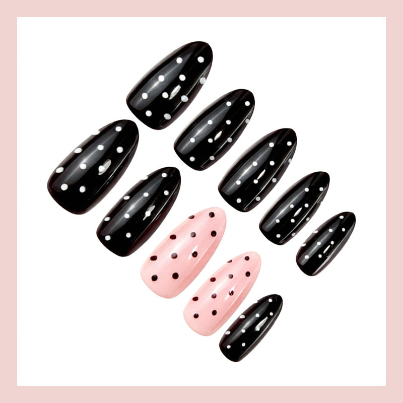 Acrylic Nail Set with Elegant Polka-Dot Design Stornfield