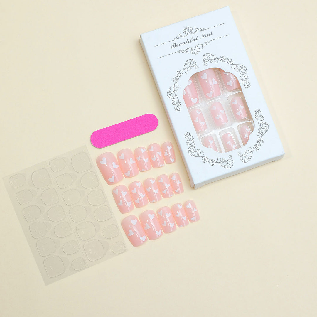 Heart-Themed Full Cover Press-On Nails Stornfield