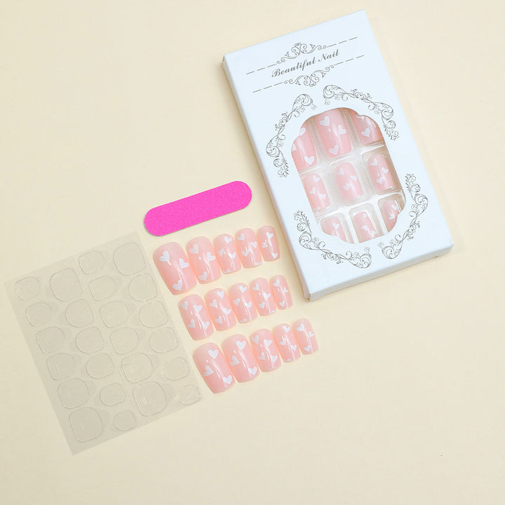 Heart-Themed Full Cover Press-On Nails Stornfield