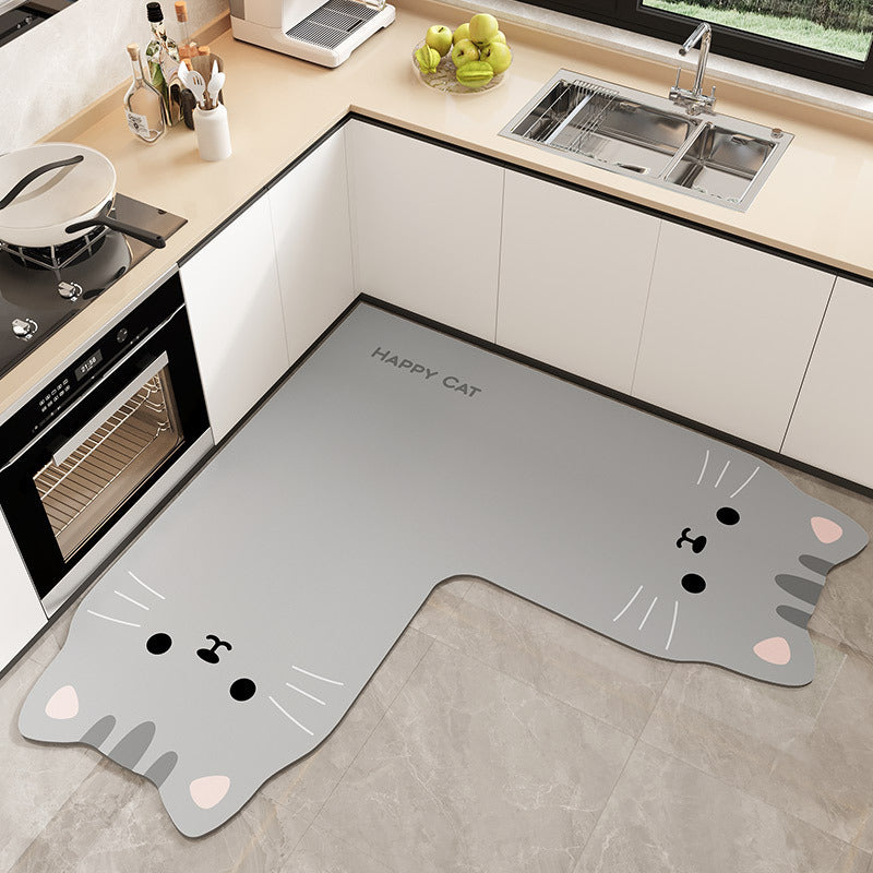 Cat-Shaped Decorative Kitchen Mat for Home