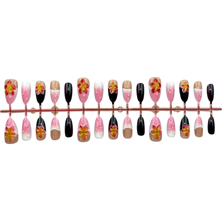 Floral Decorative Press-On Nail Set