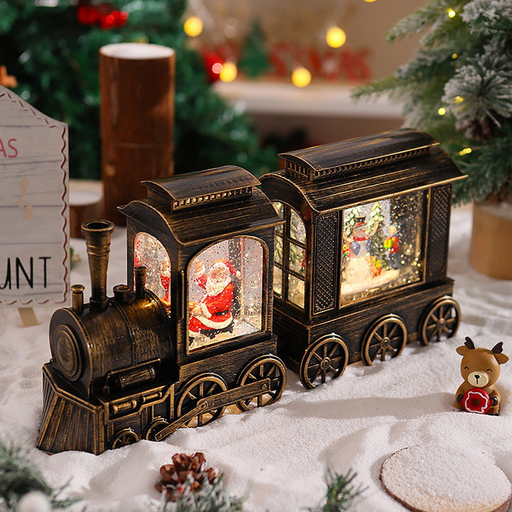 Nostalgic Christmas Train Lantern with Moving Santa Stornfield