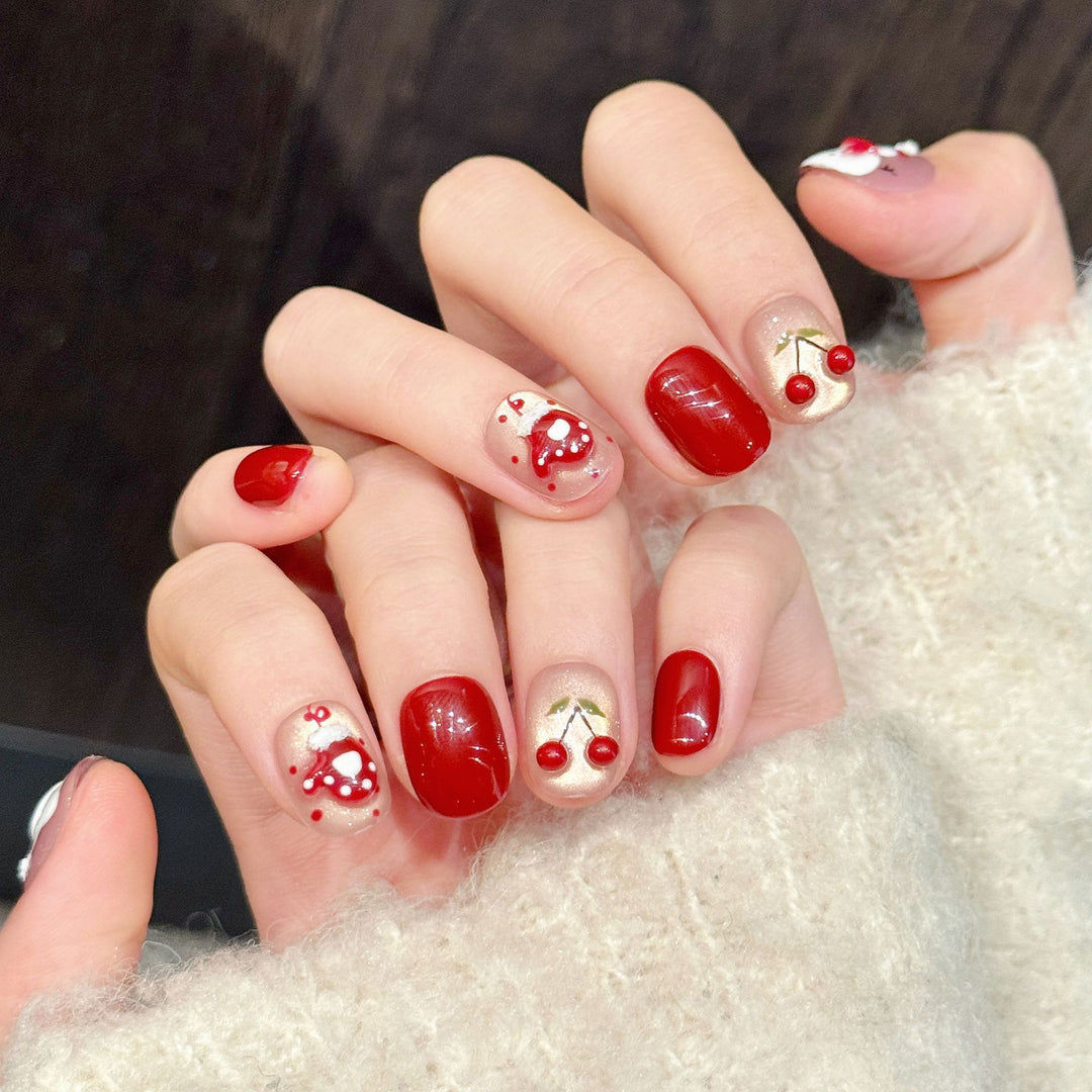 Whimsical Holiday-Themed Press-On Nail Art Set