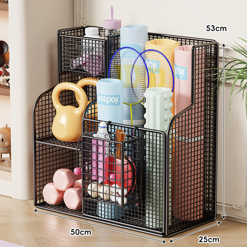 Compact Over-Cabinet Hanging Wire Grid Storage Basket with Dual Hooks
