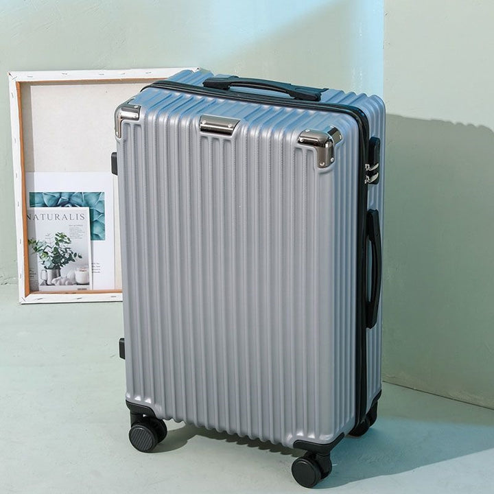 Hard shell suitcase with 360-degree wheel system and integrated safety feature Stornfield