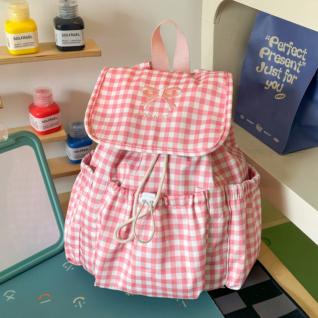 Cute Checked Patterned Drawstring Backpack Stornfield