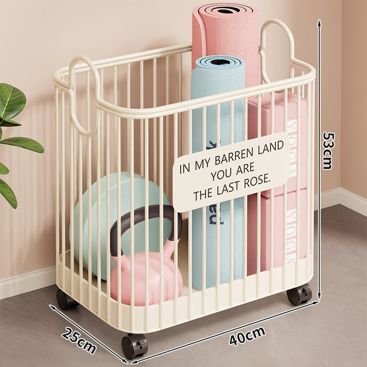 Vertical Rolling Home Storage Cart for Yoga Mats Kettlebells and Fitness Gear