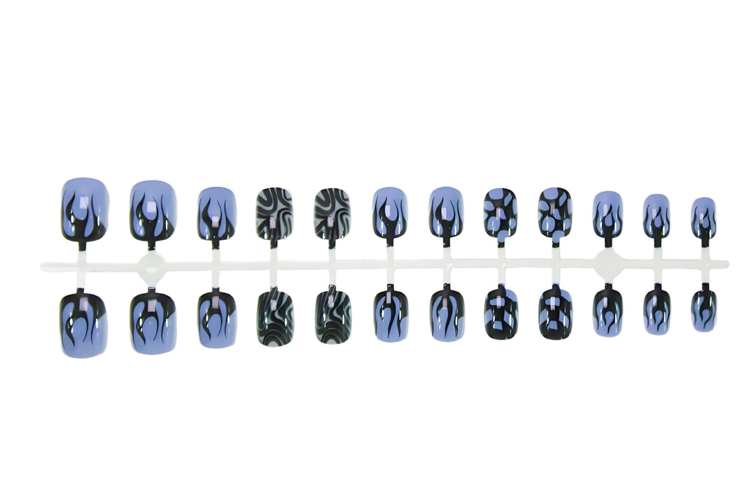Artificial nail set with striking geometric designs Stornfield