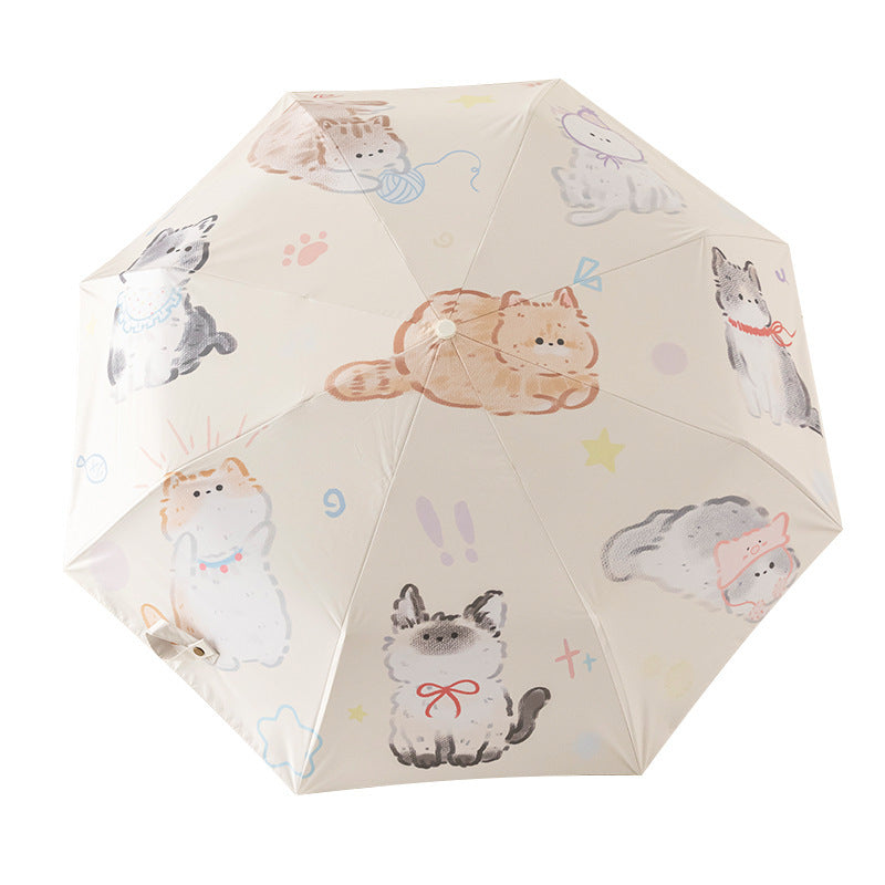 Women Folding Umbrella with Lovely Animal Illustrations Stornfield