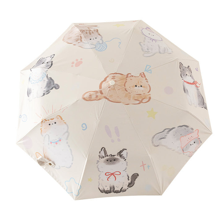 Women Folding Umbrella with Lovely Animal Illustrations Stornfield