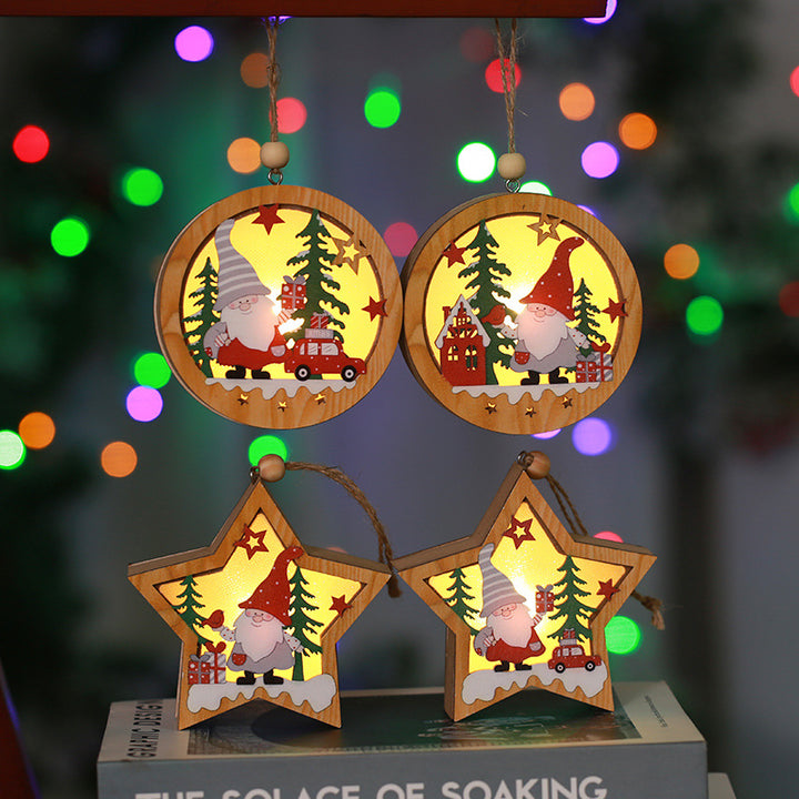 Decorative wooden star with Christmas motif Stornfield