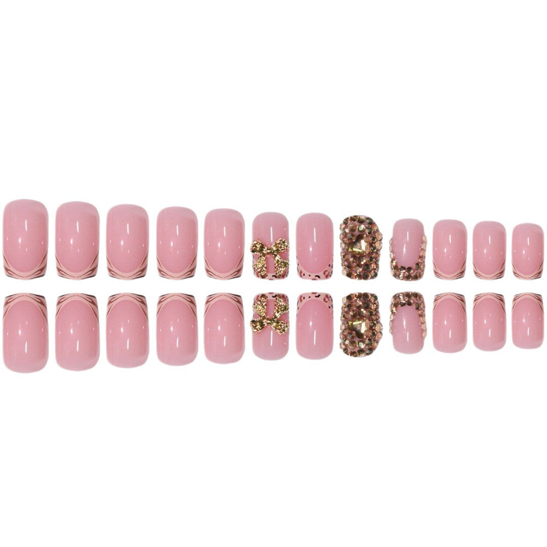 Artistic Rhinestone-Embedded Press-On Nails Stornfield