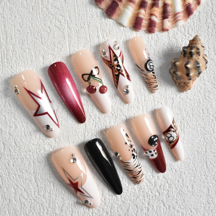 Artistic Stiletto Press-On Nail Set with Unique Designs Stornfield