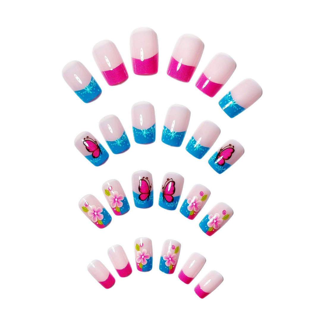 Artificial nails with creative flower and butterfly design Stornfield