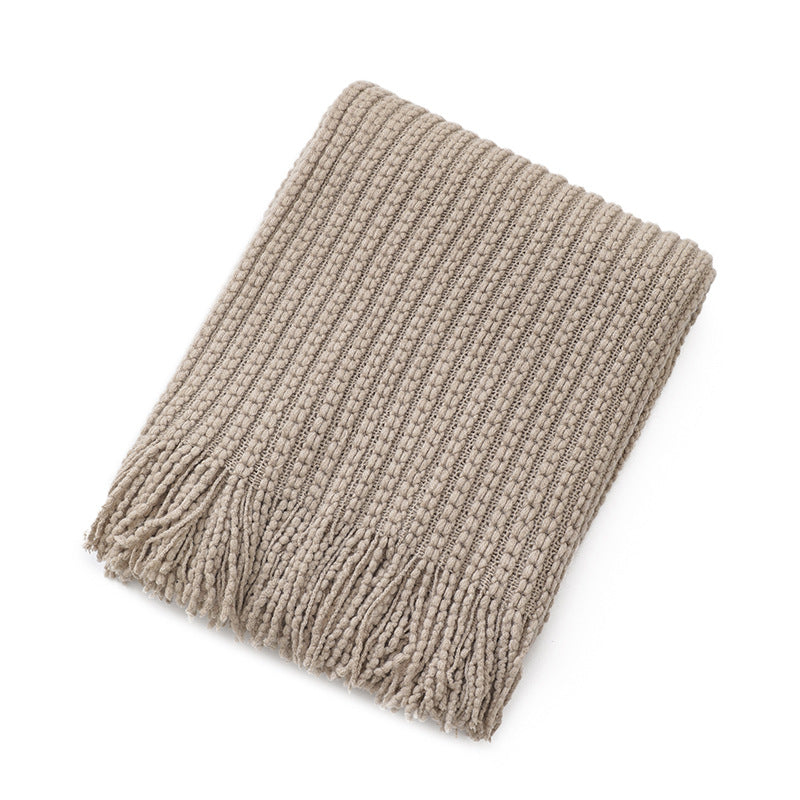 Luxurious Textured Fringe Throw Blanket