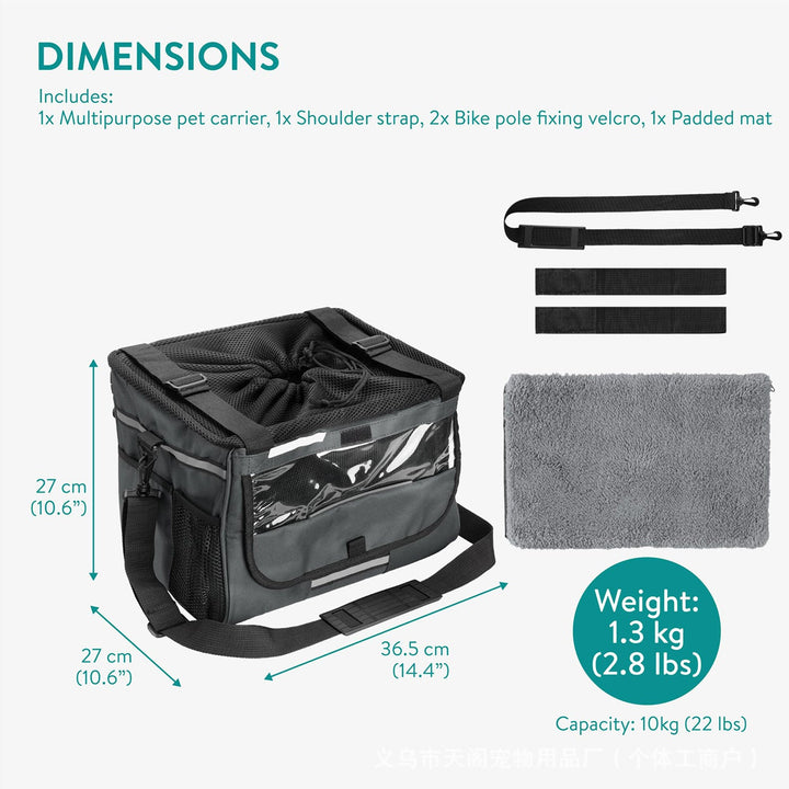 foldable breathable pet carrier with removable padded shoulder strap and mesh top Stornfield