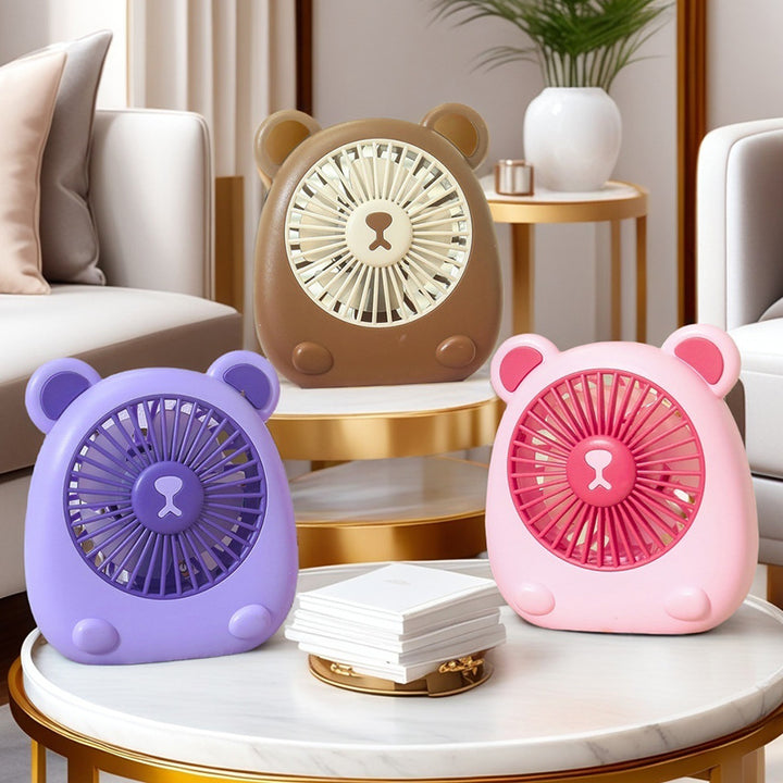 Ladies Portable Hand Fan with Creative Bear Design Stornfield