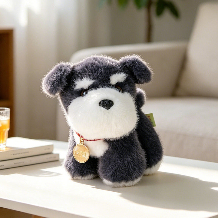 Plush Rottweiler-Style Collectible Puppy with Studded Collar and Gold Medallion Stornfield