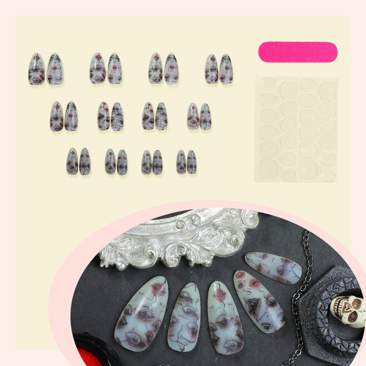 Artificial nail set with unique facial designs Stornfield