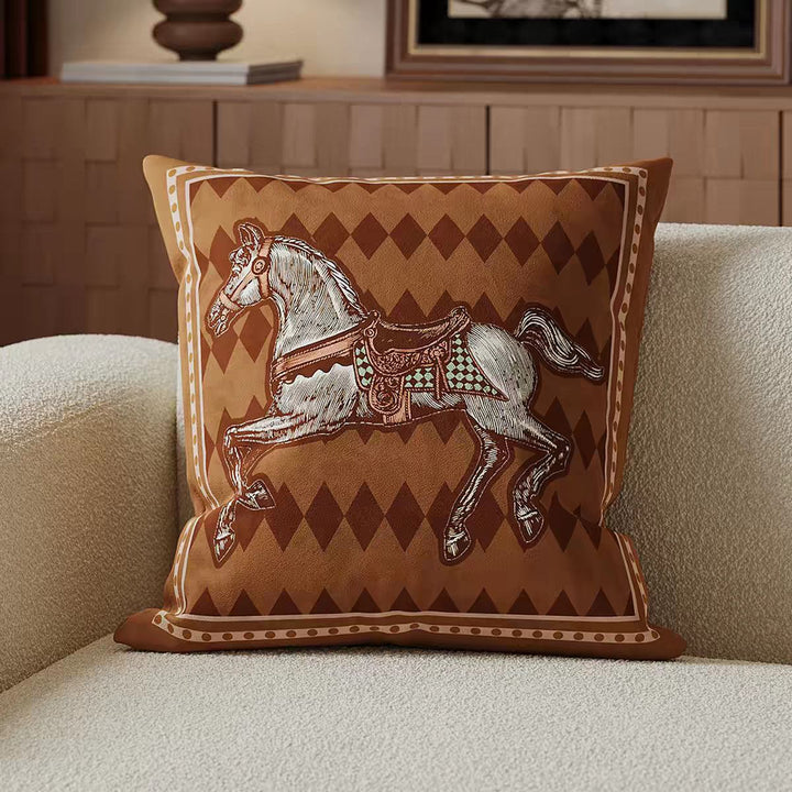 Artistic Horse-Themed Decorative Pillow