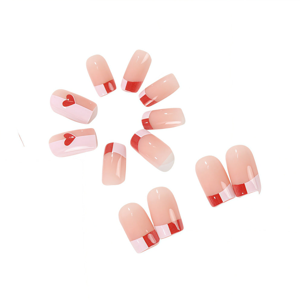 Artificial nails with romantic heart patterns Stornfield