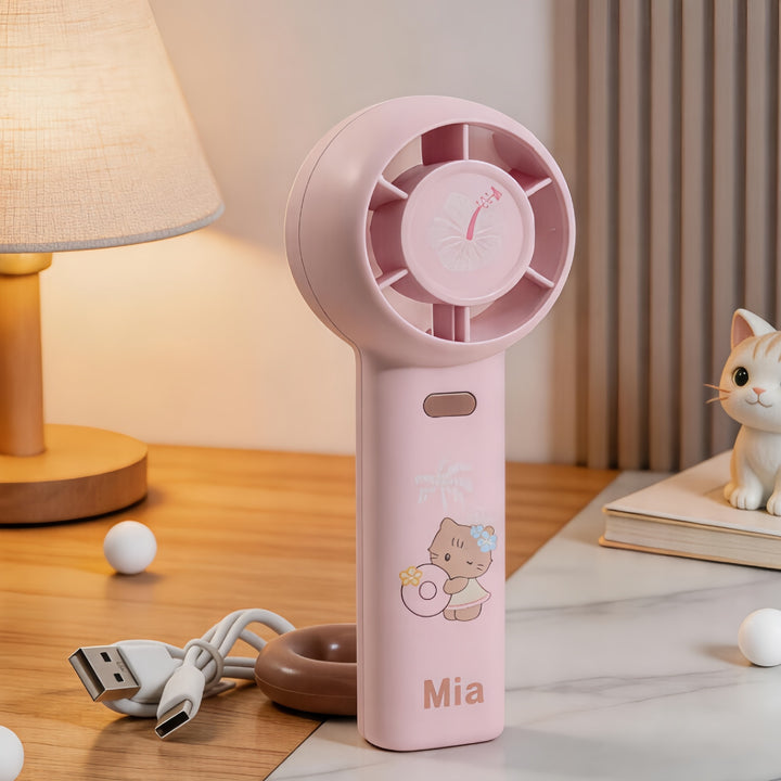 Women's Portable Handheld Fan with Ergonomic Design and Cute Stornfield  Motif