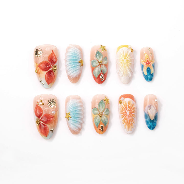 Artistic 3D Decorative Press-On Nail Set Stornfield