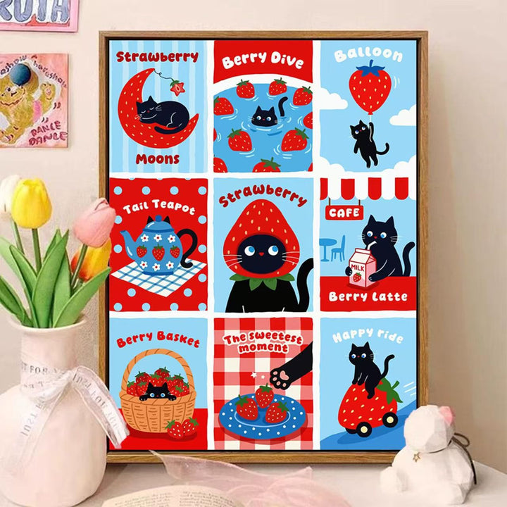 Playful Cat-Themed Illustrated Wall Art Stornfield