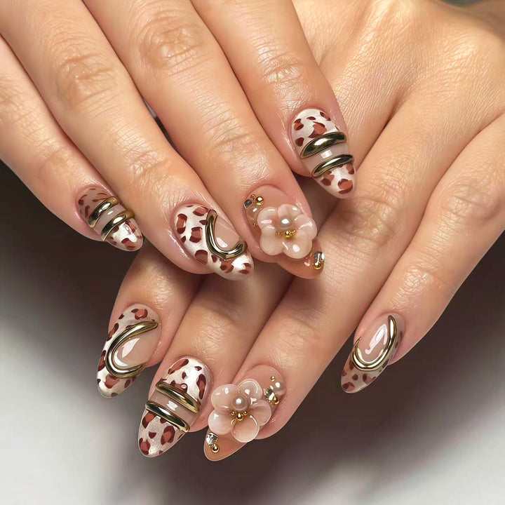 Decorative Press-On Nail Art Kit with Floral and Gem Accents
