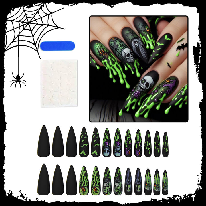 Artificial Halloween art nails with creative ghost and spider designs Stornfield
