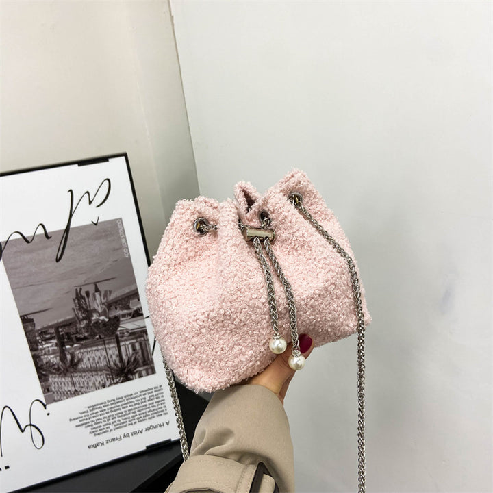 Plush Drawstring Bucket Bag