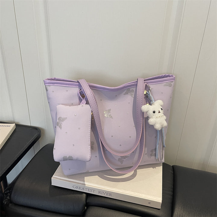 Stylish Butterfly Print Multi-Compartment Tote Bag