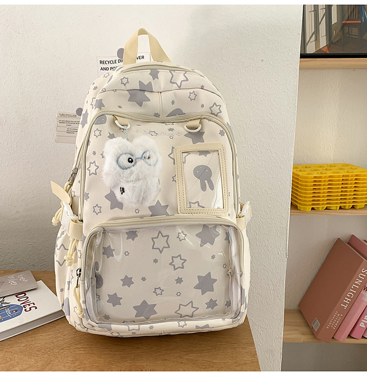 Star-Patterned Transparent Front Backpack Stornfield
