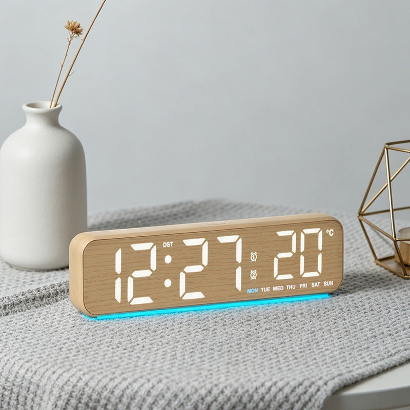 Digital Wood LED Alarm Clock with Temperature and Calendar Function Stornfield