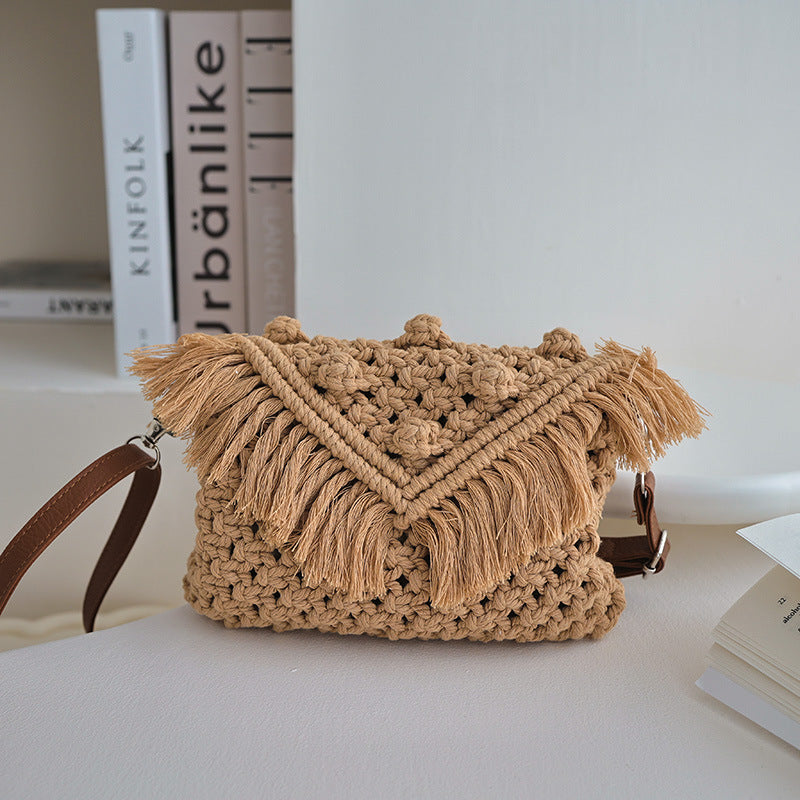 Handmade Fashion Crossbody Bag with Fringes and Decorative Accents Stornfield