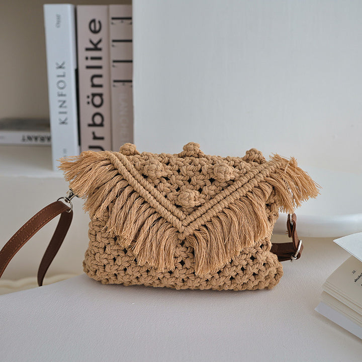 Handmade Fashion Crossbody Bag with Fringes and Decorative Accents Stornfield