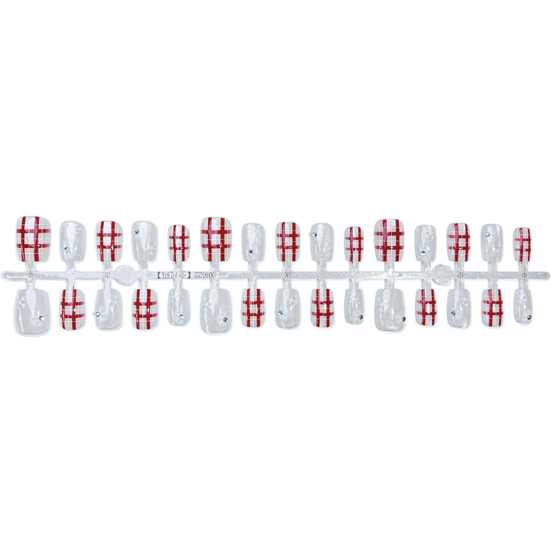 Plaid Pattern Press-On Nail Art Set