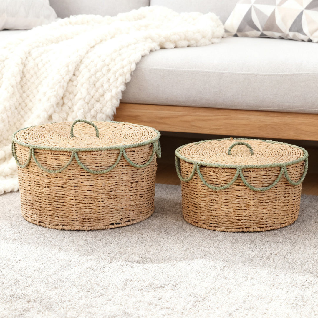 Storage basket with lid and handles Stornfield